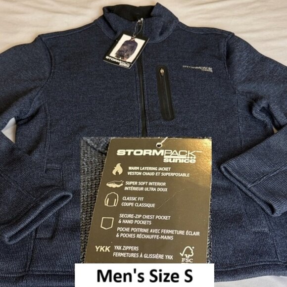 NWT Stormpack Sunice Men's Rib Knit Full Zip Warm Layering Jacket Blue Size S - Picture 2 of 13